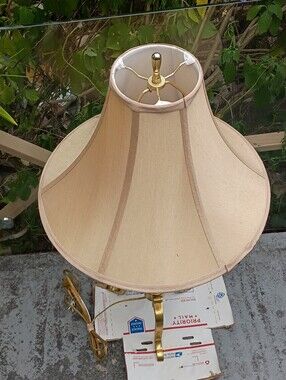 STIFFEL-Classic Beige Fabric Table Lamp with Gold Base - Home Accents